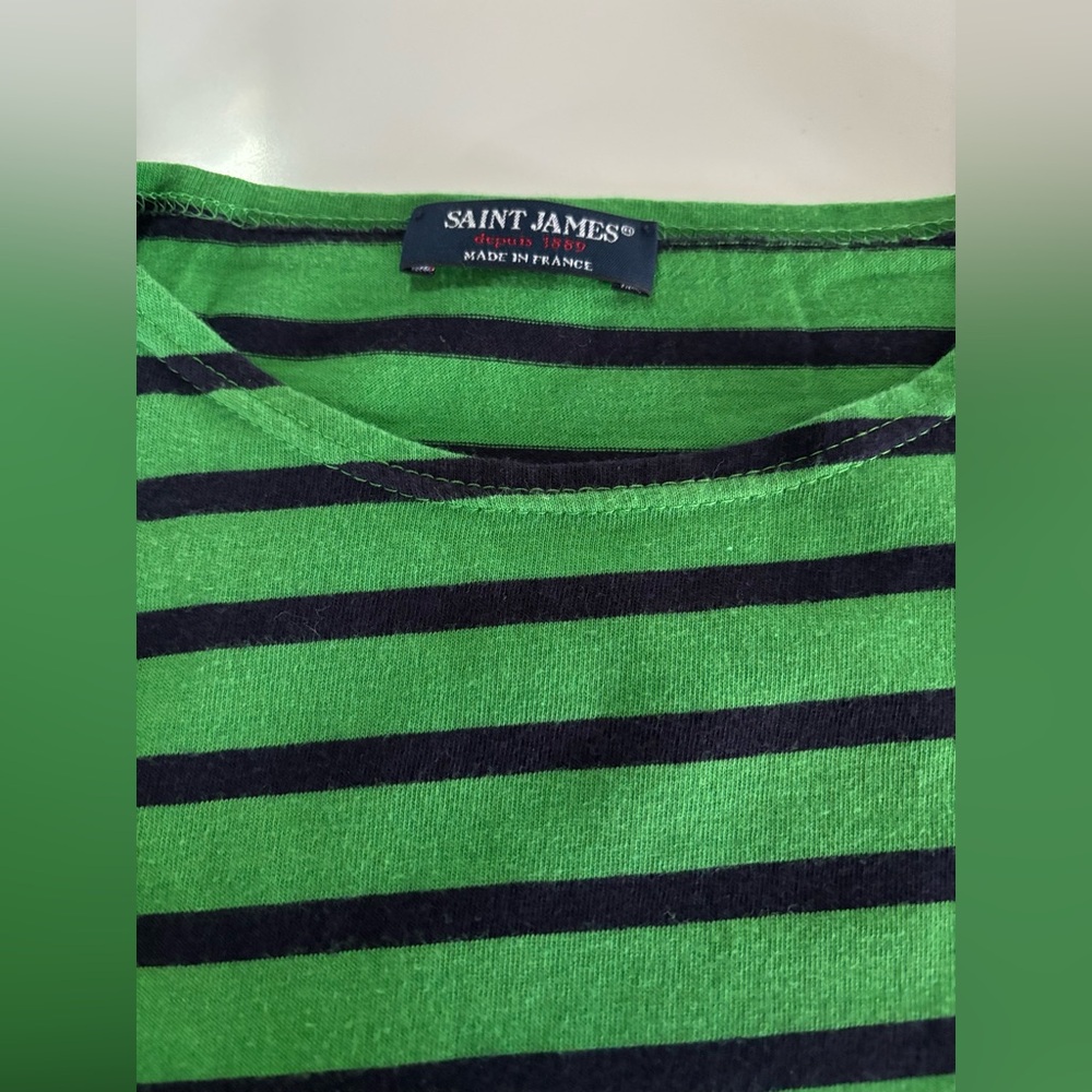 Saint James Women’s Green & Blue Striped Top XS - Picture 2 of 6